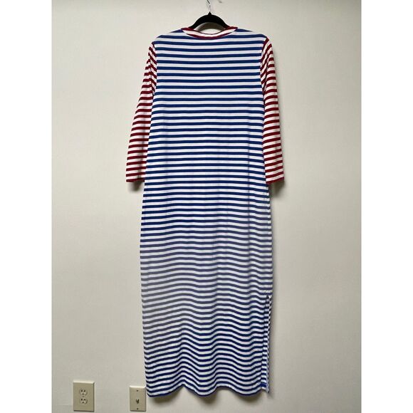 J CREW Sammie Stripe Baltic Maxi Dress, Lace Up Tie Front, Sz L - Picture 7 of 11
